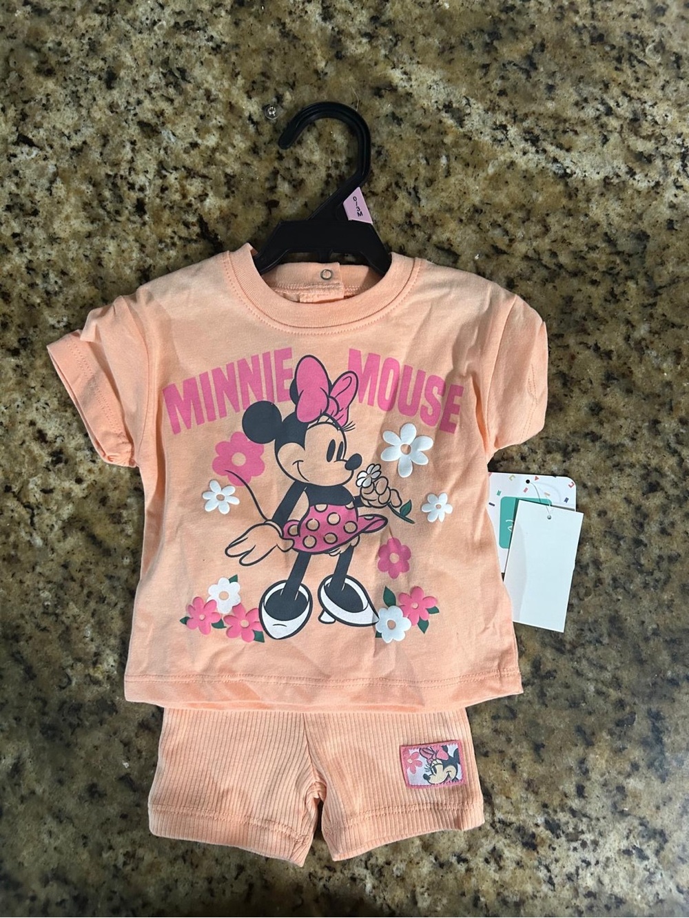 Disney Minnie Mouse Peach and Pink Short Sleeve Pajama Set